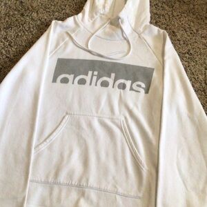 Adidas White Hoodie with grey Logo
